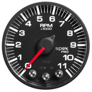 2-1/16" In-Dash Turteller, 0-11,000 Rpm, Spek-Pro, Black/Black