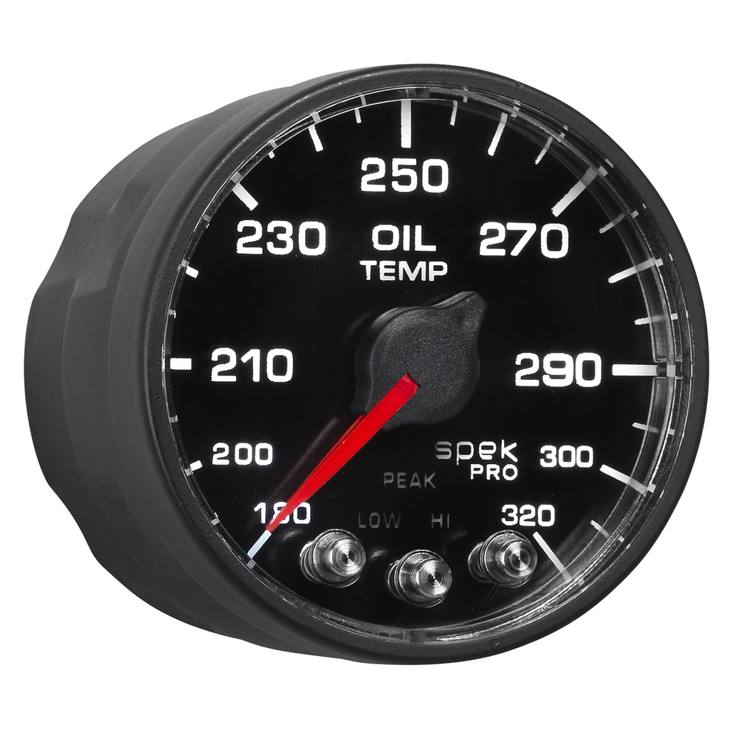 2-1/16" Oljetemperatur, 180-320 °F, Spek-Pro, Black/Black, Ecu