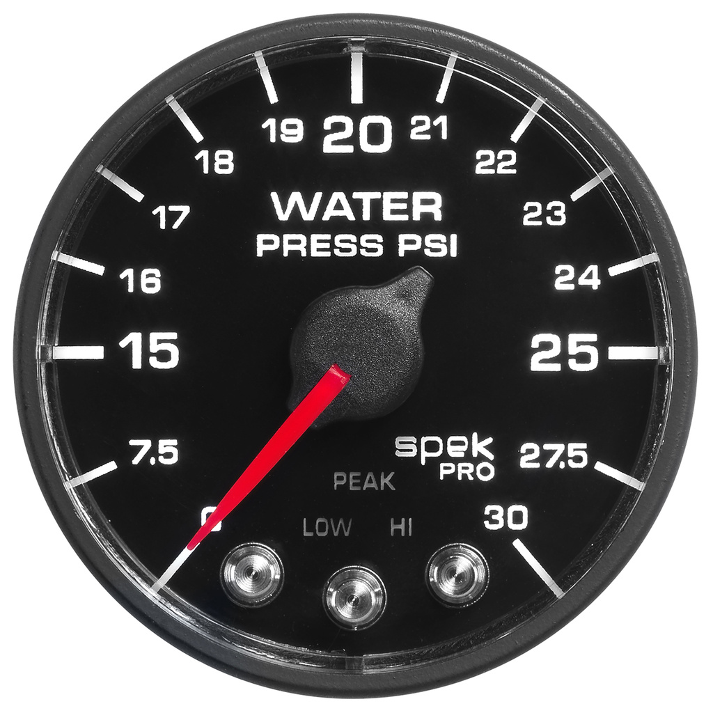 2-1/16" Water Trykk, 0-30 Psi, Spek-Pro, Black/Black, Ecu