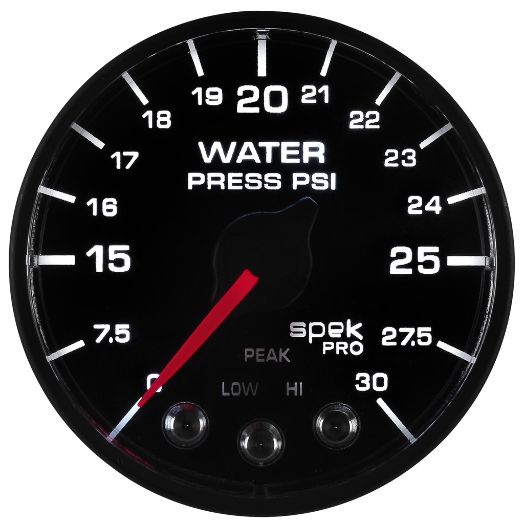 2-1/16" Water Trykk, 0-30 Psi, Spek-Pro, Black/Black, Ecu