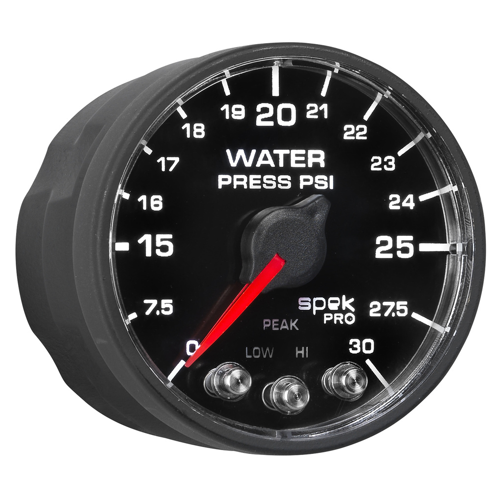 2-1/16" Water Trykk, 0-30 Psi, Spek-Pro, Black/Black, Ecu