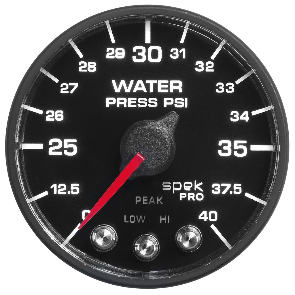 2-1/16" Water Trykk, 0-40 Psi, Spek-Pro, Black/Black, Ecu