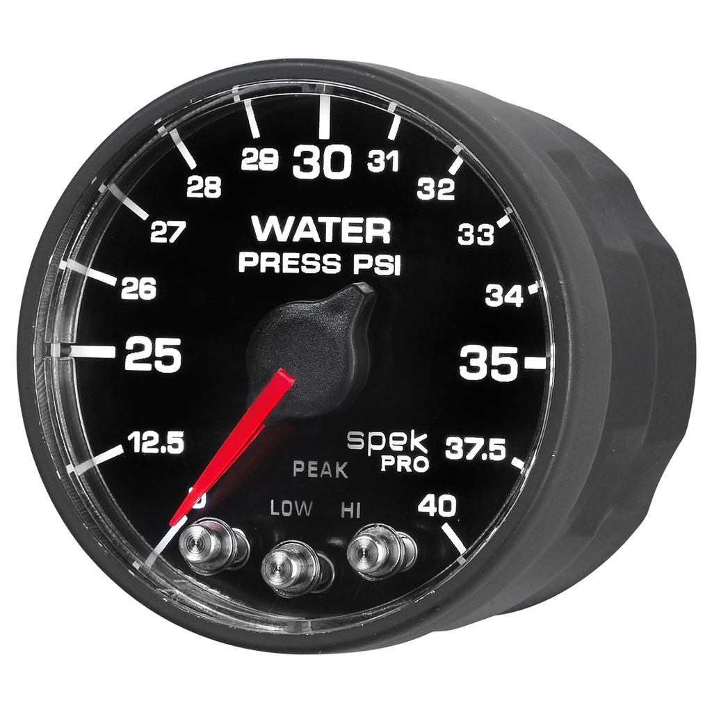 2-1/16" Water Trykk, 0-40 Psi, Spek-Pro, Black/Black, Ecu