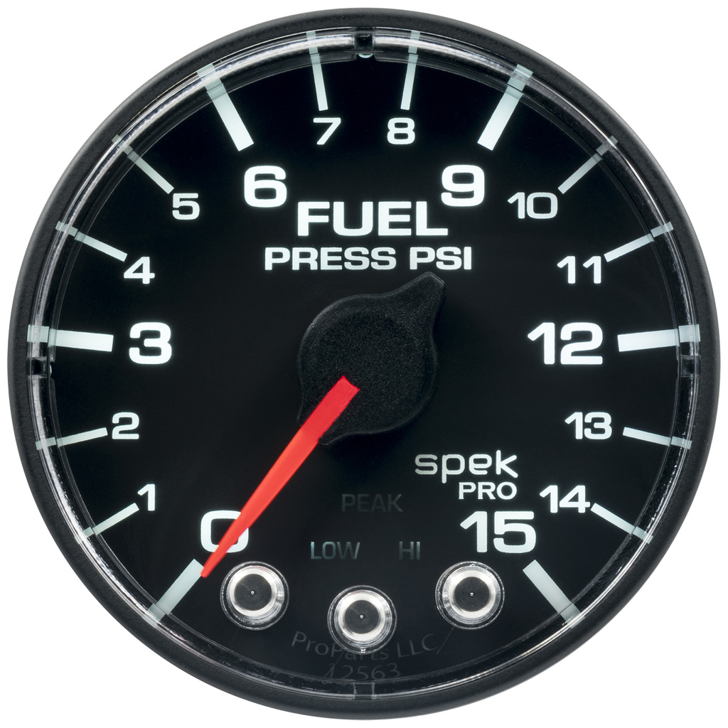 2-1/16" Drivstoff Trykk, 0-15 Psi, Spek-Pro, Black/Black, Ecu