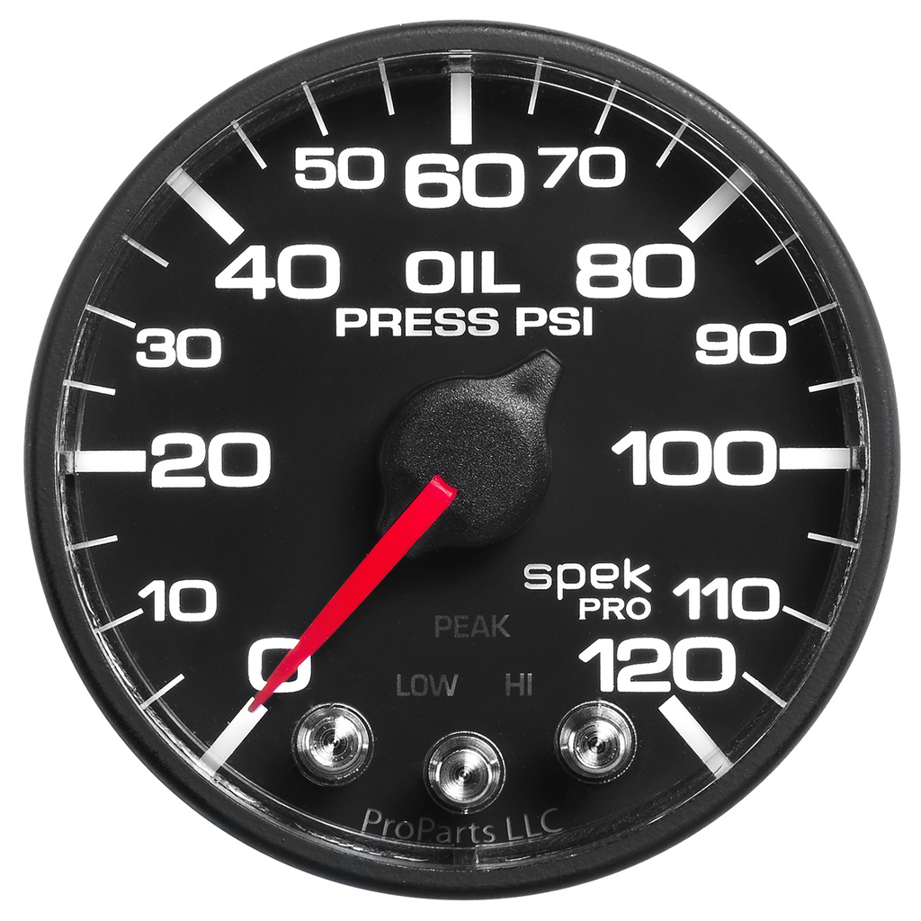 2-1/16" Oljetrykk, 0-120 Psi, Spek-Pro, Black/Black, Ecu
