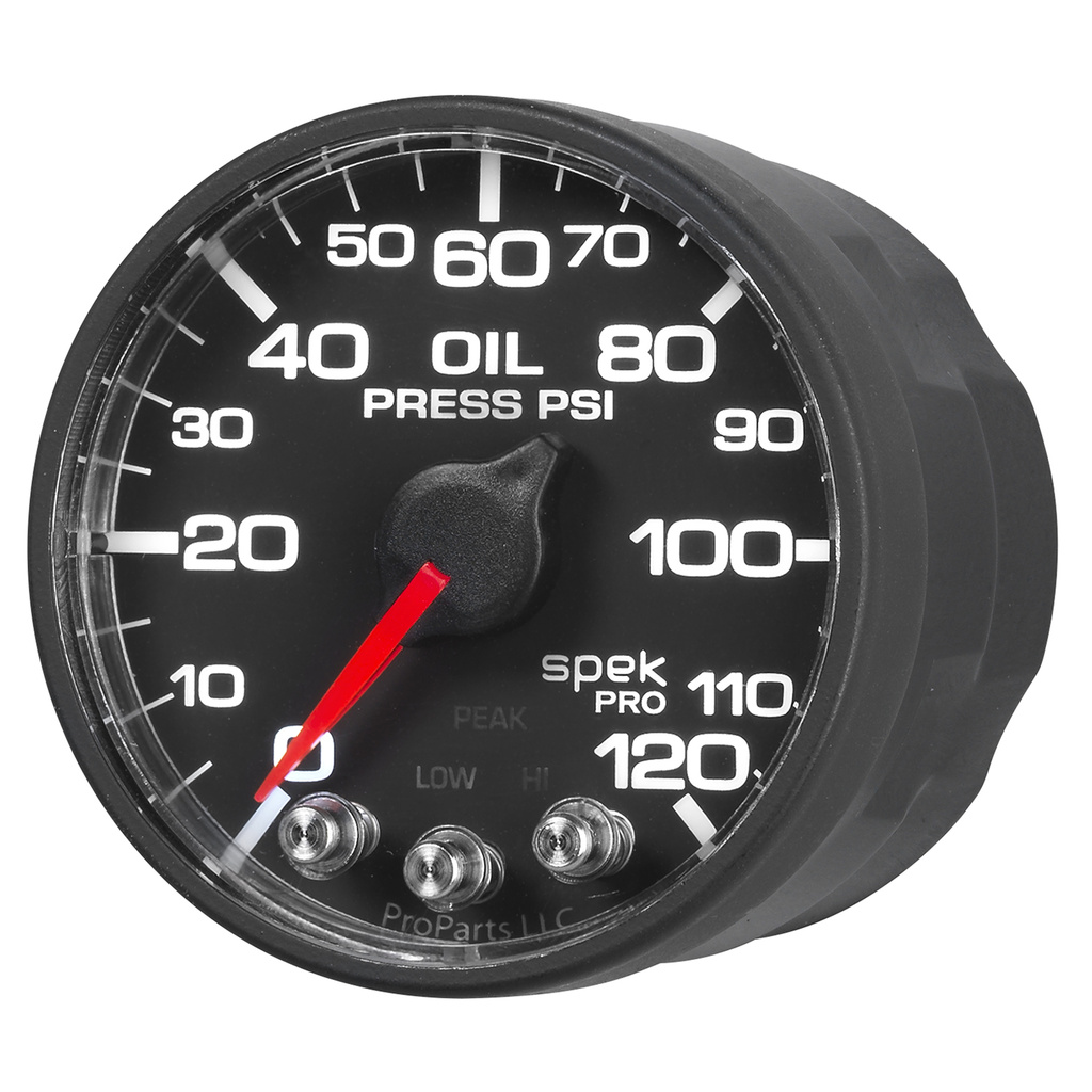 2-1/16" Oljetrykk, 0-120 Psi, Spek-Pro, Black/Black, Ecu