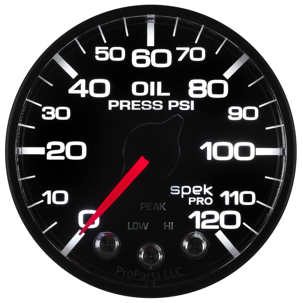 2-1/16" Oljetrykk, 0-120 Psi, Spek-Pro, Black/Black, Ecu