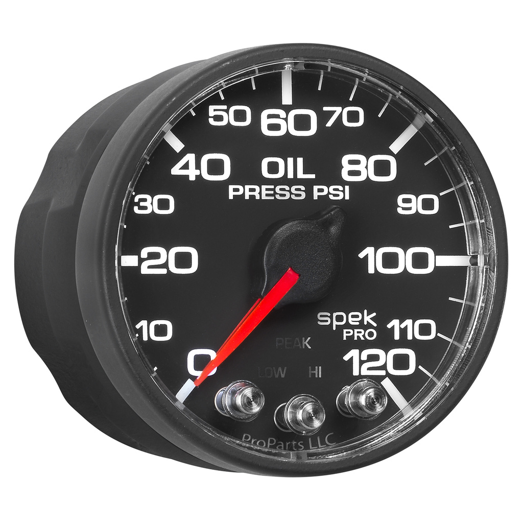 2-1/16" Oljetrykk, 0-120 Psi, Spek-Pro, Black/Black, Ecu