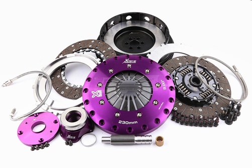 Xtreme Performance - 230mm Fjærende hub Organisk Twin plate Clutchsett Med svinghjul & CSC 1000Nm
